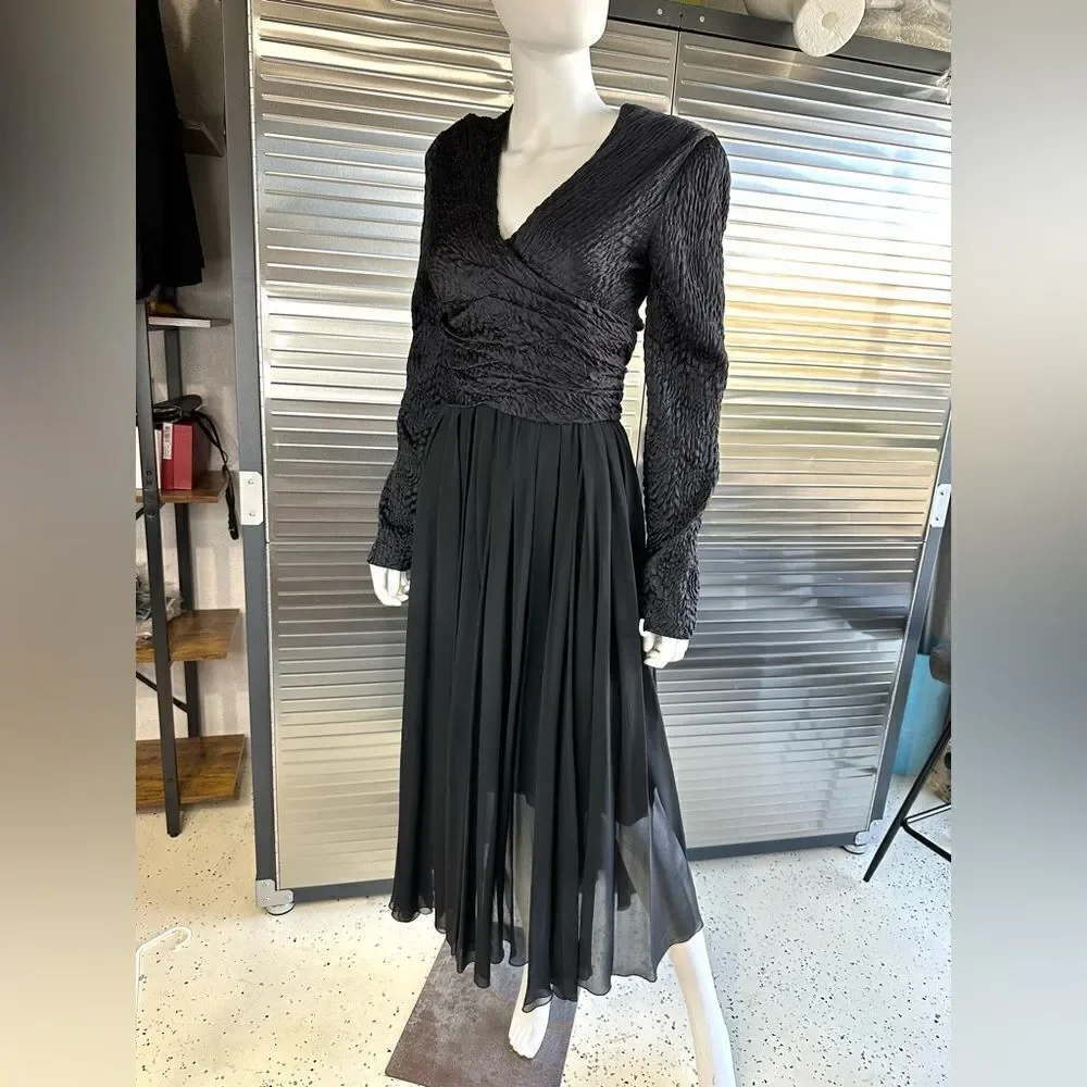 Chanel Vintage Silk Chiffon Camilla Pleated Maxi Evening Gown